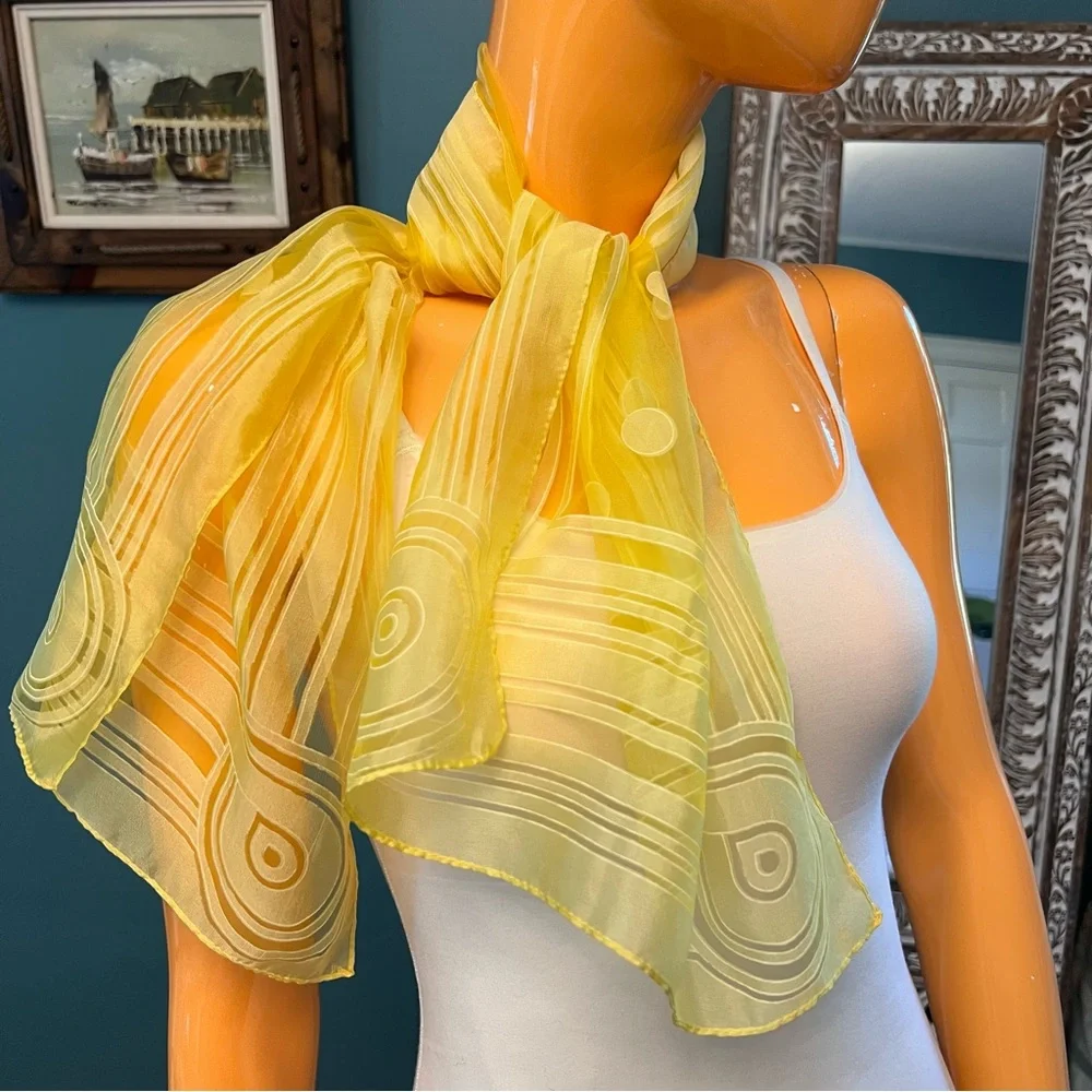 Vintage Dots and Stripes Burnout Scarf